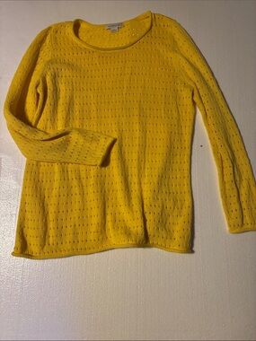 Liz Claiborne Sunny Yellow Eyelet Knit Top